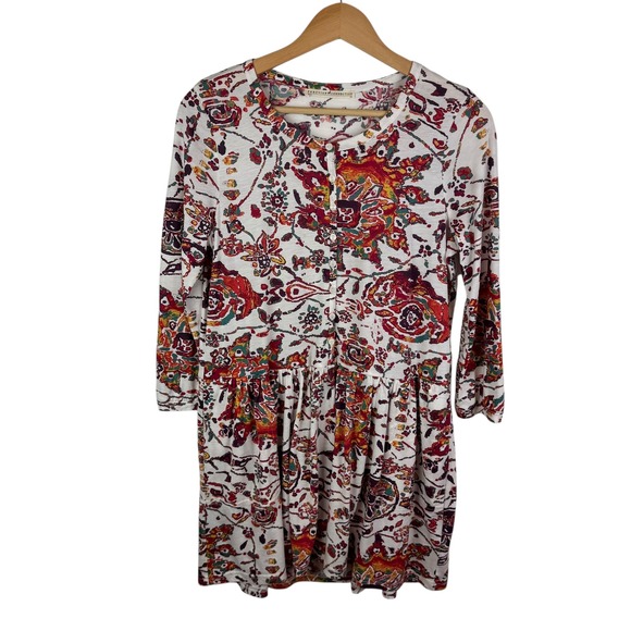 Peruvian Connection Goa Tunic in Pearl Sz XS Dress Floral Colorful Boho Festival - Picture 2 of 12